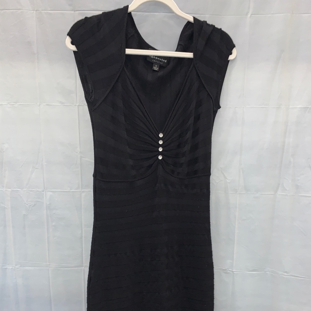 Black dress fitted Gemstone decoration on front